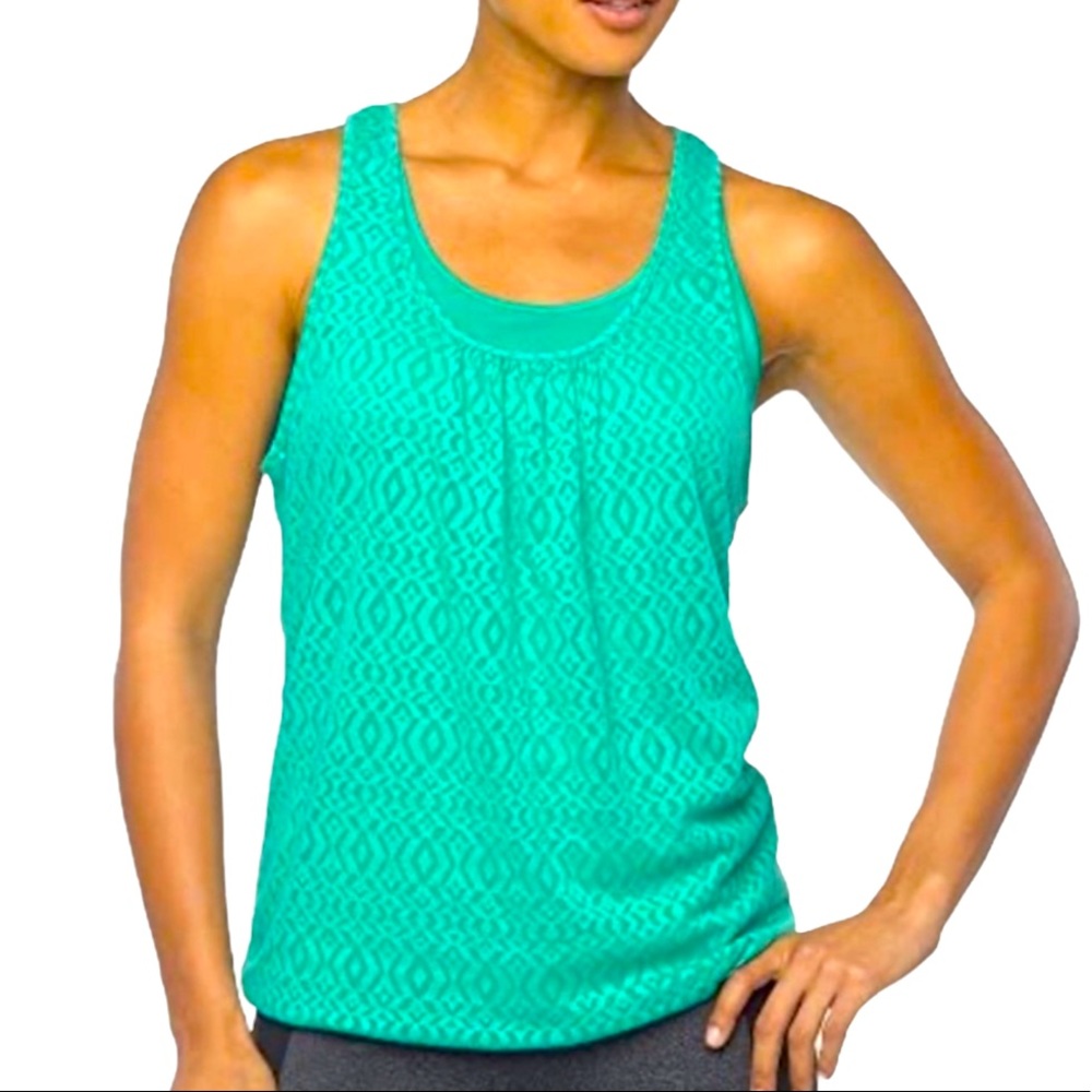 Prana Mika Double Layer Tank Green Sz S